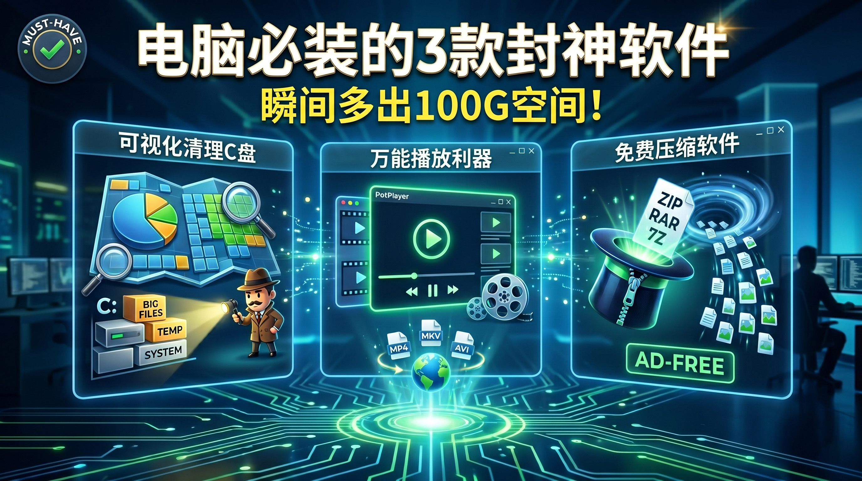 C盘又满了？电脑必装的3款“封神”软件，瞬间多出100G空间！-张小白的博客